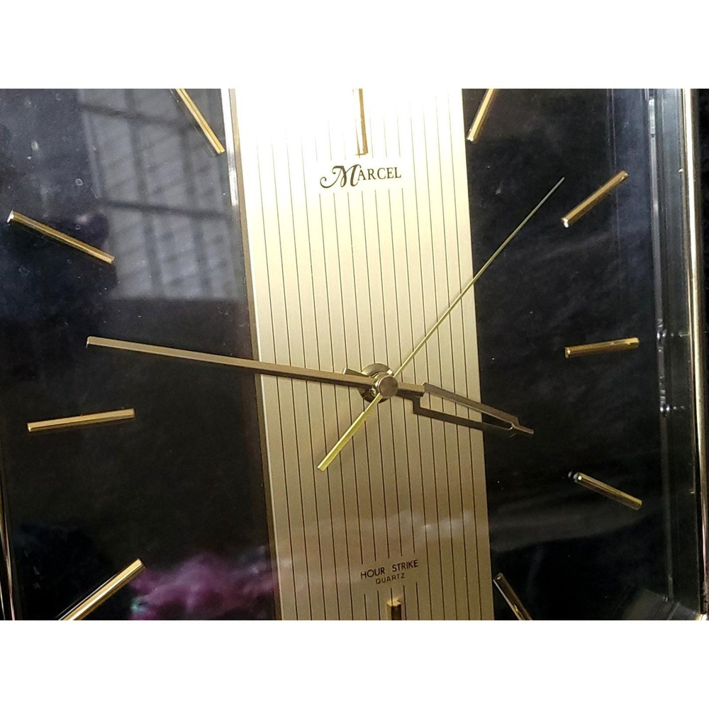 Vth 80s Gold Marcel Hour Strike Quartz Wall Clock Gold  brass 4MS603 MCM TESTED - Picture 5 of 15